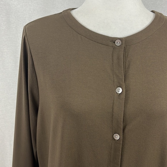 J. Jill Wearever Collection Womens Button Up Cardigan Top Brown Black Size LP - Picture 4 of 9